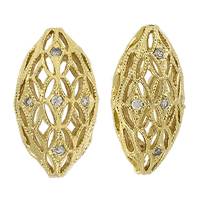 Vermeil Cubic Zirconia Oval Filigree Bead