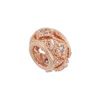 Rose Gold Vermeil 10.5mm Cubic Zirconia Filigree Roundel Bead