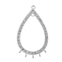 Rhodium Sterlng Silver Pear Centerpiece (A)