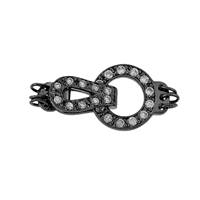 Black Rhodium Silver Cubic Zirconia Circle Fold Over Clasp