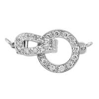 Rhodium Silver Circle Fold Over 1-Row Clasp 17mm