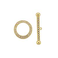 Gold Vermeil Cubic Zirconia 15mm Toggle Clasp