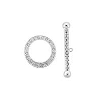 Rhodium Sterling Silver 15mm Toggle Clasp
