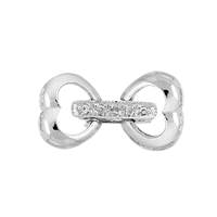 Rhodium Silver Heart Fold Over Clasp 16mm