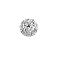 Rhodium Plated  Silver Cubic Zirconia Ball 7.0mm Bead