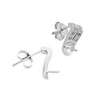 Rhodium Sterling Silver Pearl Earring