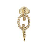 Cubic Zirconia Vermeil Stud Drop Oval Earring