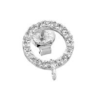 Rhodium Sterling Silver Stud Circle Earring