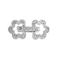 Rhodium Silver Daisy Fold Over Clasp 18mm