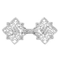 Rhodium Silver Filigree Fold Over Clasp 35mm