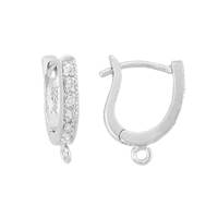 Rhodium Sterling Silver Leverback Earring