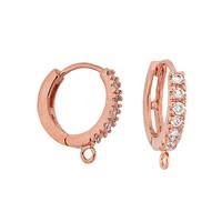 Rose Gold Vermeil 12mm Cubic Zirconia Hoop Earring With Ring