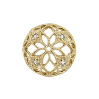 Vermeil Gold Cubic Zironia Filigree Bead Cap