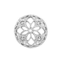 Rhodium Plated  Sterling Silver Filigree 12mm Bead Cap