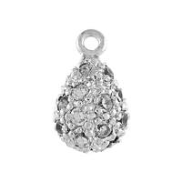 Rhodium Sterling Silver Drop Pendant 10mm