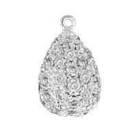 Rhodium Sterling Silver Drop Pendant 14mm