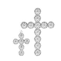 Rhodium Sterling Silver Filigree Cross Charm