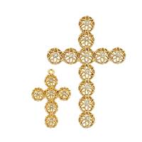 Vermeil  Gold Cubic Zirconia Filigree Cross Charm