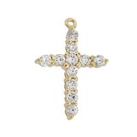 Vermeil Gold Cubic Zirconia Cross 19mm Charm