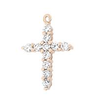 Rose Gold Vermeil Cubic Zirconia Cross 19mm Charm