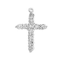 Rhodium Plated Silver Cubic Zirconia Cross 19mm Charm