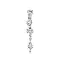 Rhodium Sterling Silver Pearl Drop (B)