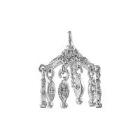 Rhodium Sterling Silver Filigree Pearl Drop (D)