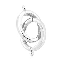 Rhodium Silver Oval Interlock Clasp 22mm