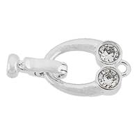 Rhodium Silver Fold Over Cubic Zirconia Oval Clasp 20mm