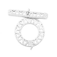 Rhodium Sterling Silver 18mm Filigree Toggle Clasp