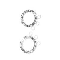 Rhodium Silver Scroll Interlock 3-Rows Clasp 18mm