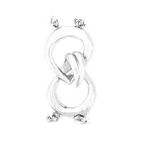 Rhodium Silver Pear Shape Interlock 2-Rows Clasp 28mm