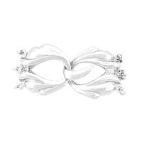 Rhodium Silver Fancy Interlock 3-Rows Clasp 35mm