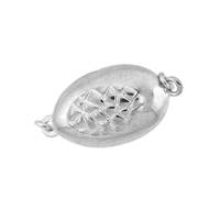 Rhodium Silver Hammer Oval Clasp 15mm