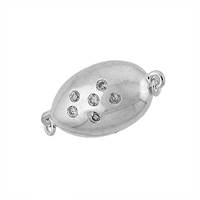 Rhodium Silver Cubic Zirconia One Touch 15mm Clasp