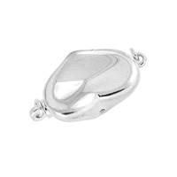 Rhodium Silver Heart One Touch Clasp 15mm