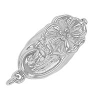 Rhodium Silver Flower One Touch Clasp 16x8mm