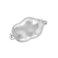 Rhodium Silver Nugget Oval Clasp 15mm