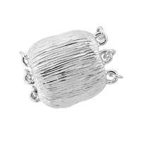 Rhodium Silver Rectangle 3-Rows One Touch Clasp 15mm