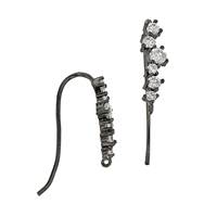 Black Rhodium Sterling Silver 6 Cubic Zirconia Earwire Earring