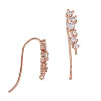 Rose Gold Vermeil 6 Cubic Zirconia Earwire Earring