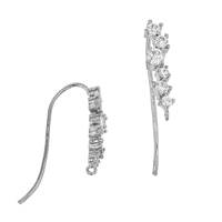 Rhodium Sterling Silver Earwire Earring (G)