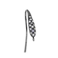 Black Rhodium Sterling Silver Cubic Zirconia Earwire Earring