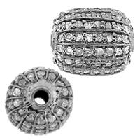 Rhodium Sterling Silver Barrel Diamond Bead R-1