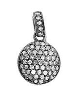 Rhodium Silver Half Dome Diamond Charm 11mm