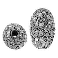 Rhodium Sterling Silver Barrel Diamond Bead R-3