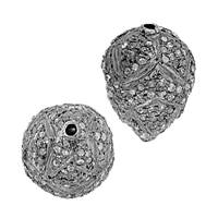 Rhodium Sterling Silver Drop Diamond Bead D-3