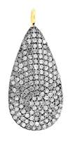 Rhodium Silver Diamond Pear Pendant 32mm