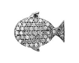 Rhodium Silver Whale Diamond Charm 15mm