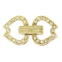 Gold Vermeil Cubic Zirconia Multi Rows Fold Over Clasp